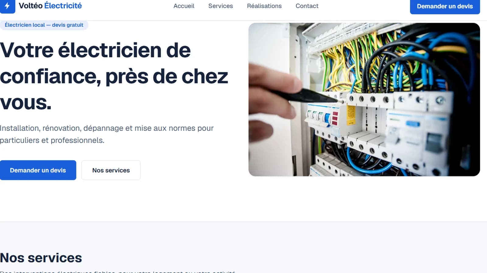 Aperçu du site Voltéo Électricité